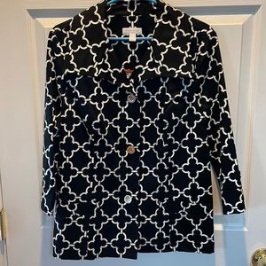 Black and white 3/4 length jacket